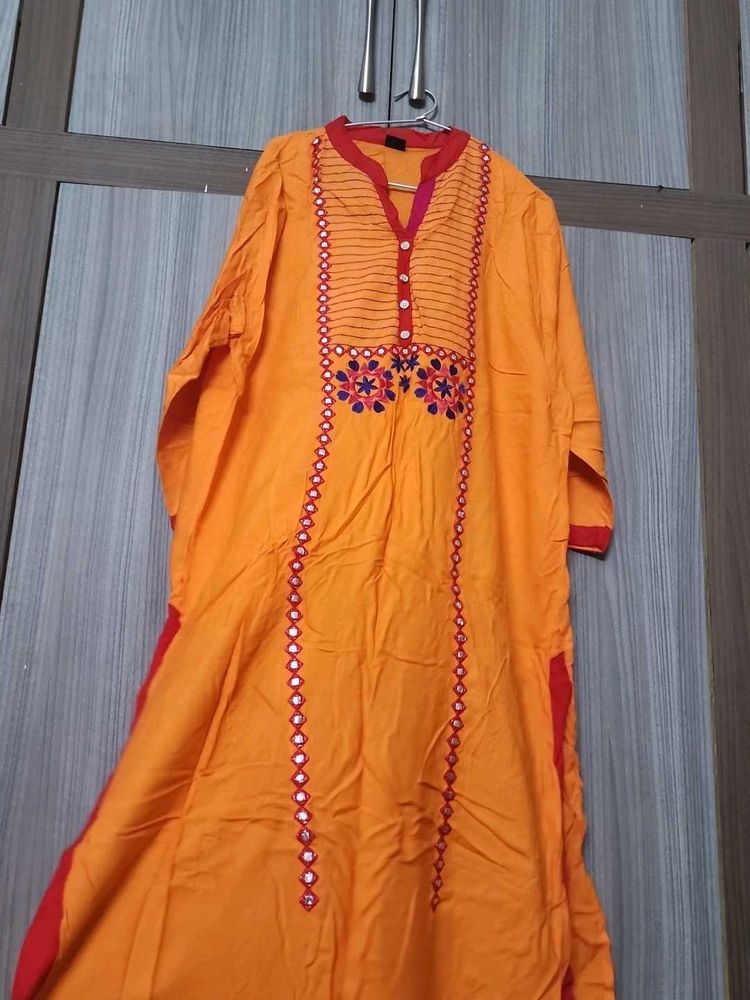 Orange Kurti with salwar