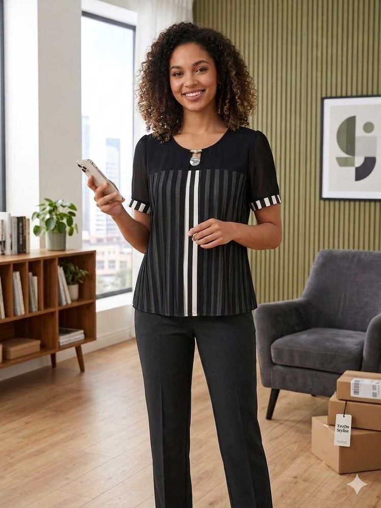 Elegant  Black striped top