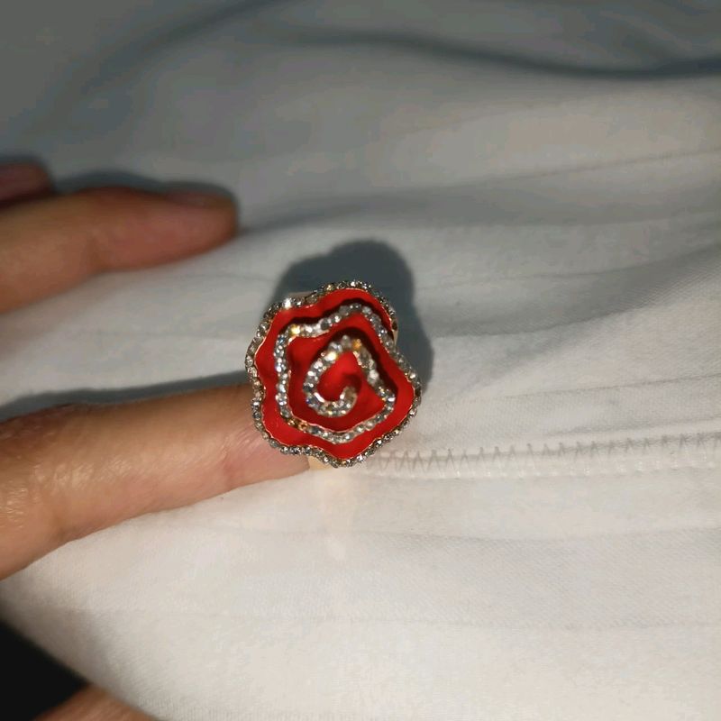 Red Black Golden Rose Ring