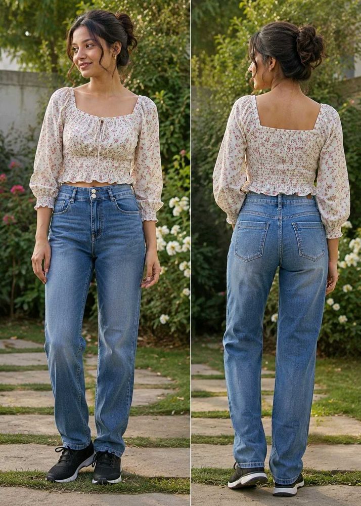 Straight fit denim jeans