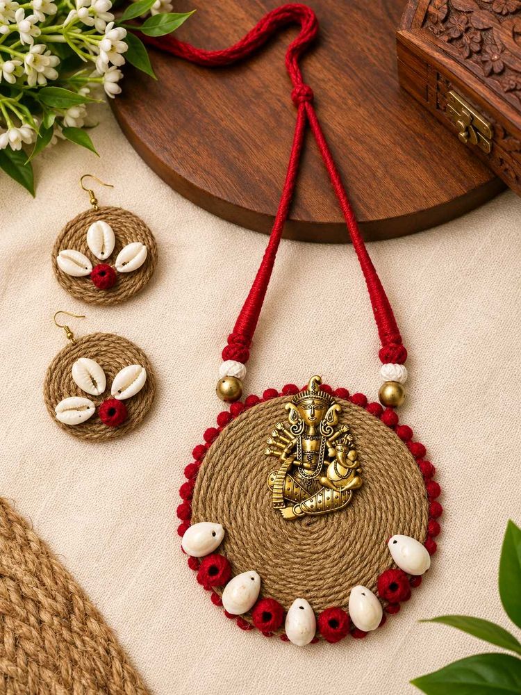 Boho durga Necklace &amp; Earrings Set