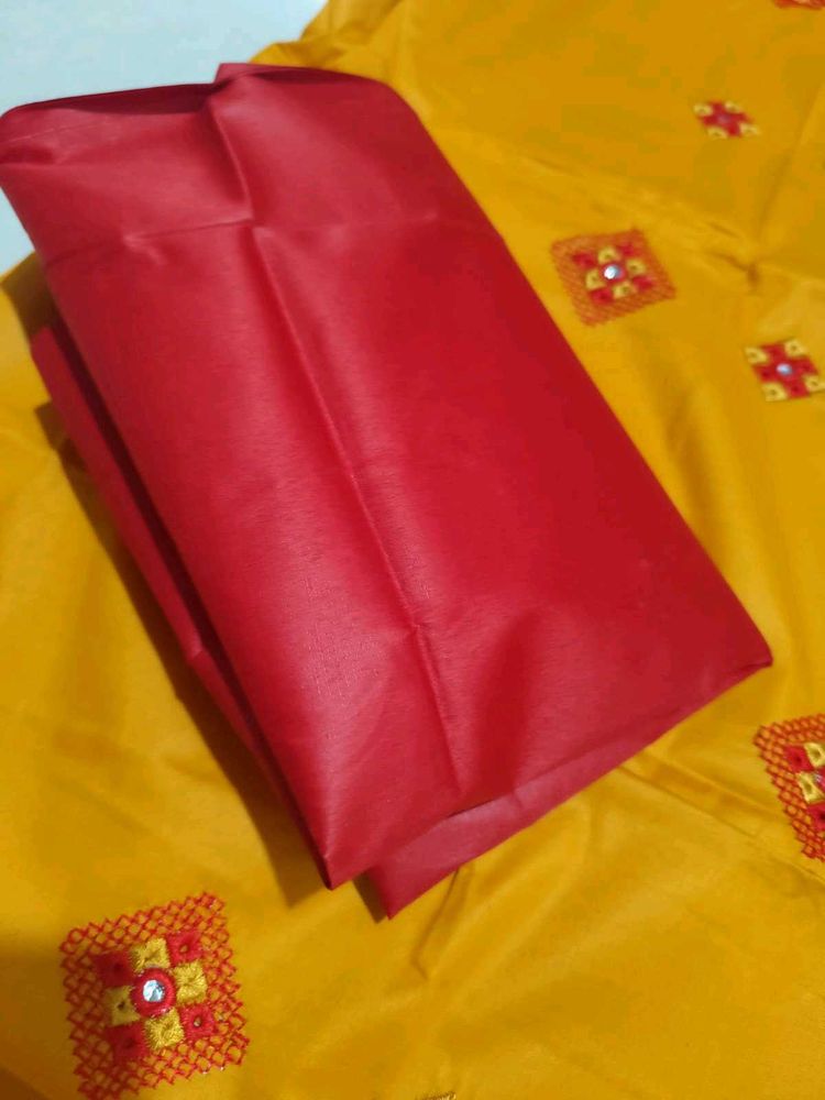Vibrant Yellow unstich dress material
