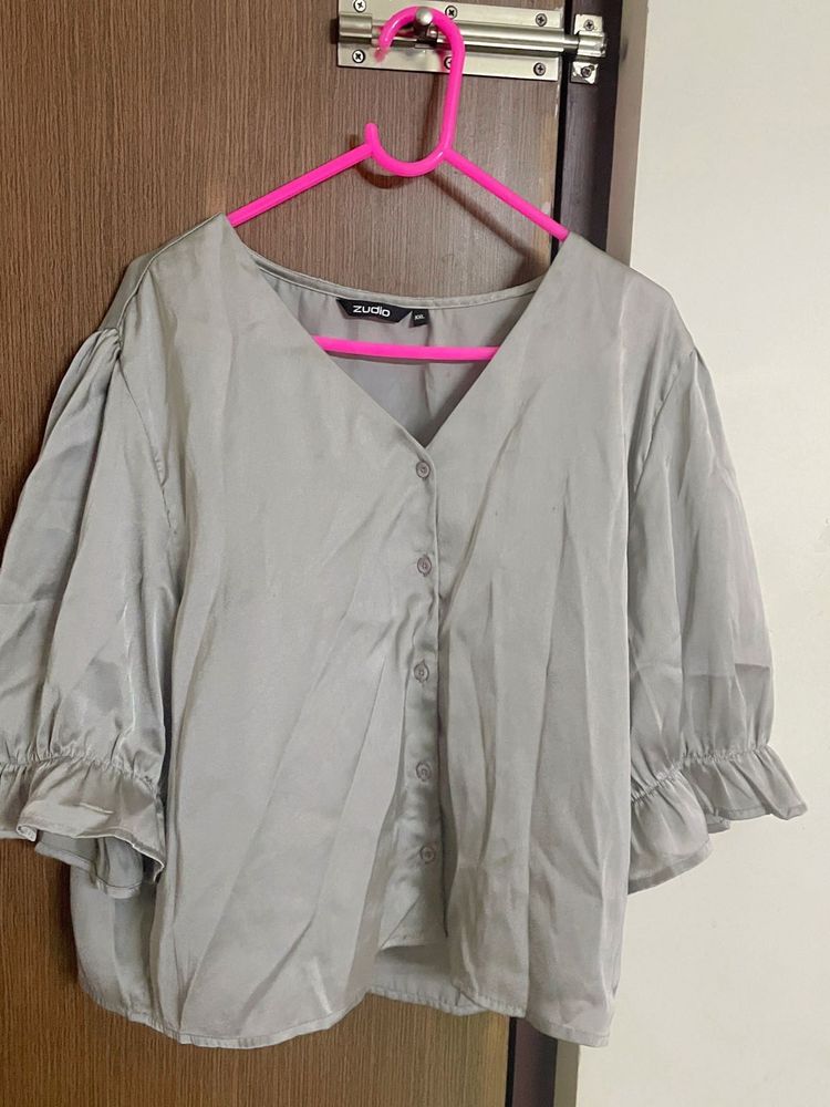 Silver satin top from Zudio