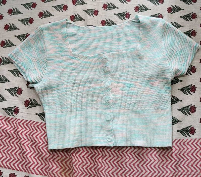 Cute Pastel Striped Cropped Cardigan