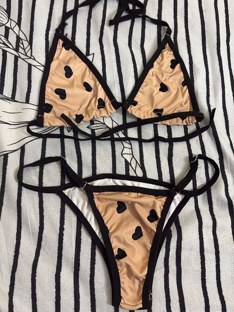 Cute Heart Print Bikini Set