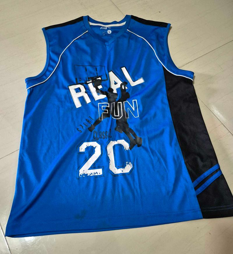 Men's Blue Graphic Sleeveless T-Shirt