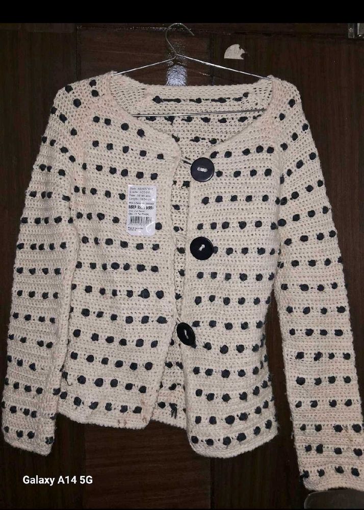 Crochet Cardigan with Polka Dots