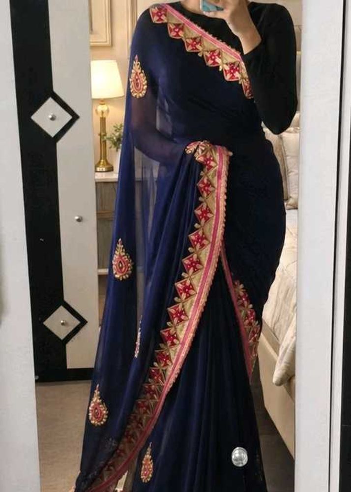 💠Y2K ROYAL BLUE GEORGETTE SAREE💙
