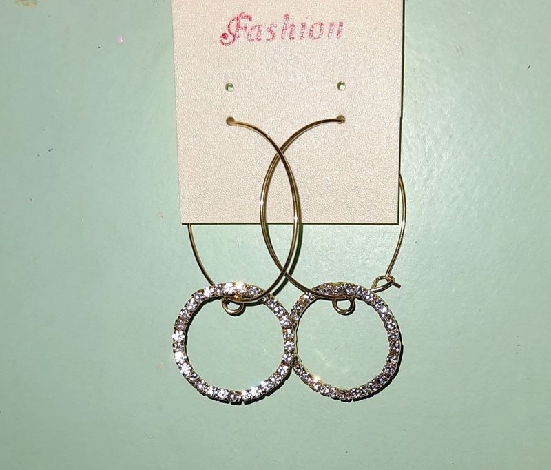 Hoop Earring With Stone Work