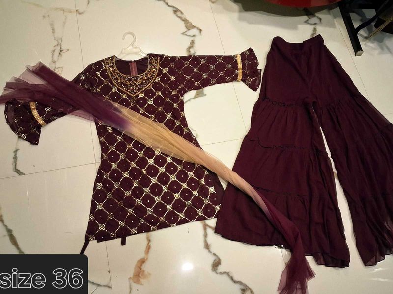 Elegant Maroon Kurta Set with Dupatta