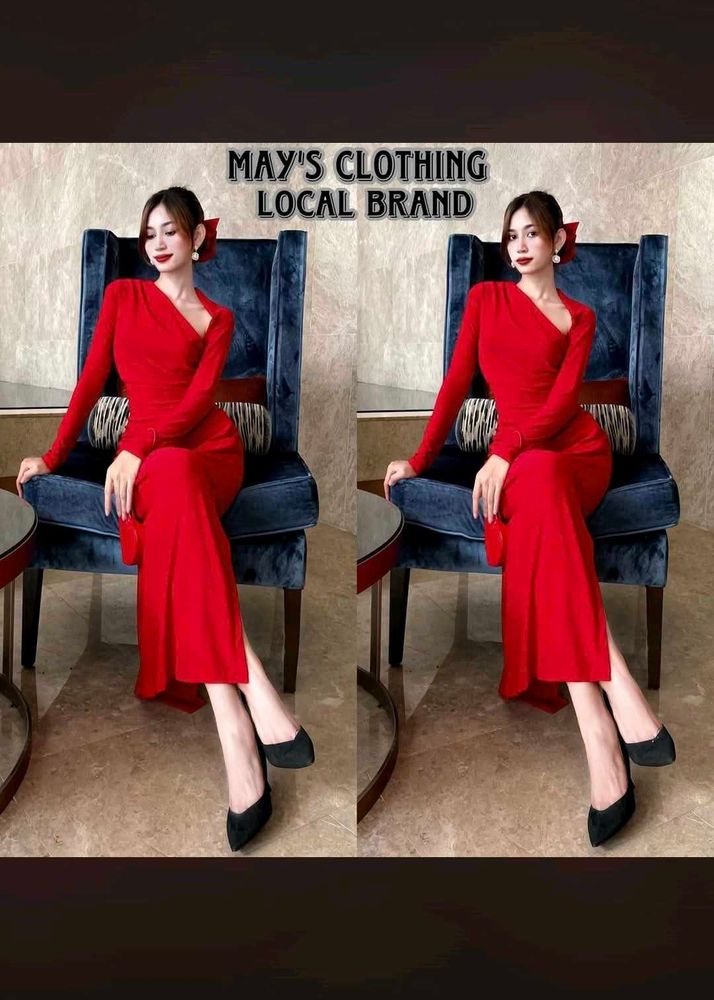 Elegant Red One-Shoulder Maxi Dress
