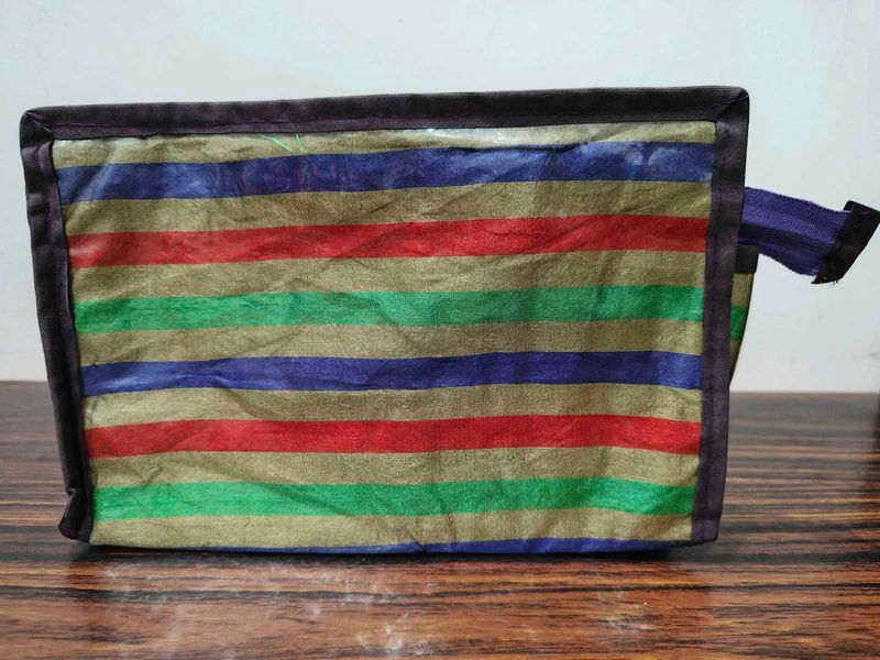 Striped Cosmetic Pouch
