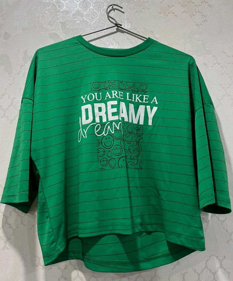 Green Striped "Dreamy Dream" T-Shirt