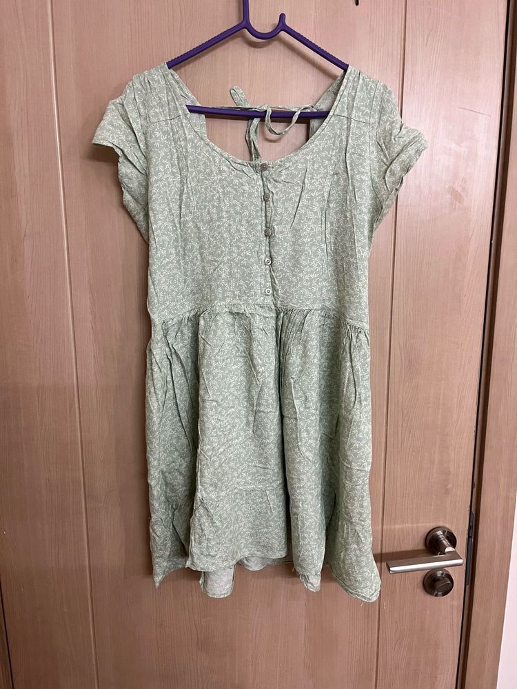 Light Green Floral Mini Dress