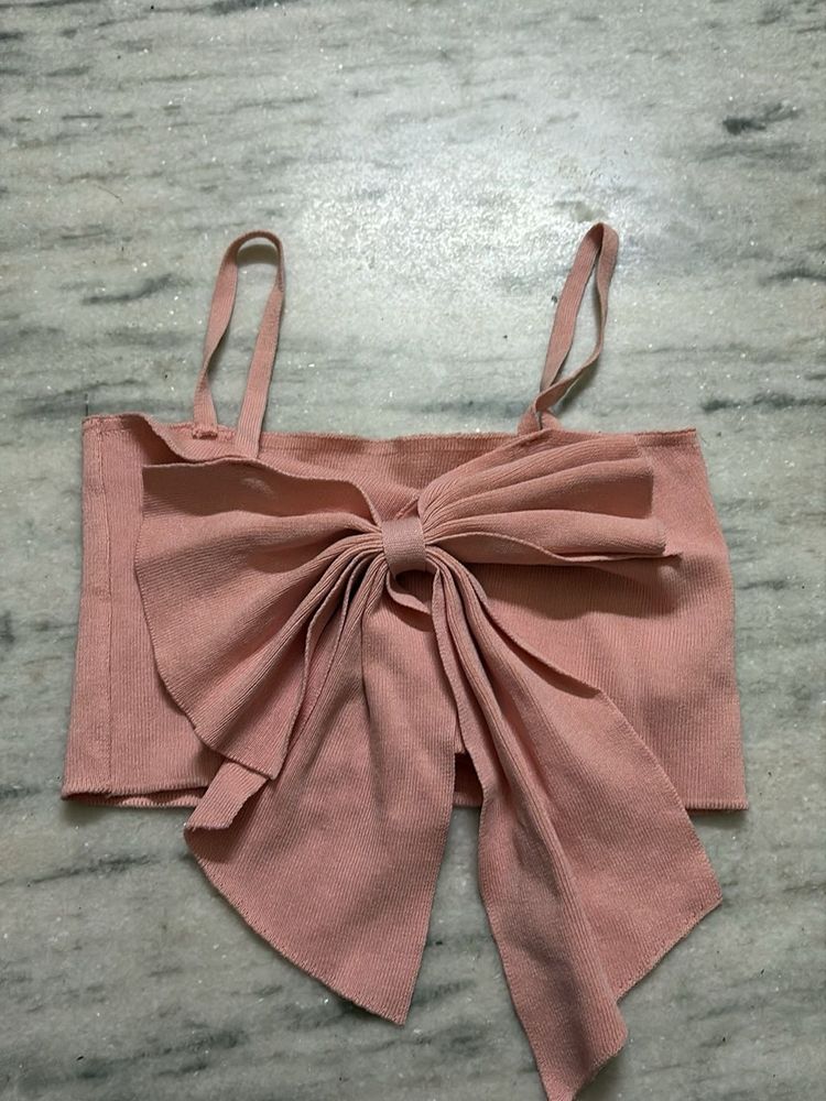 Cute Pink Bow Crop Top
