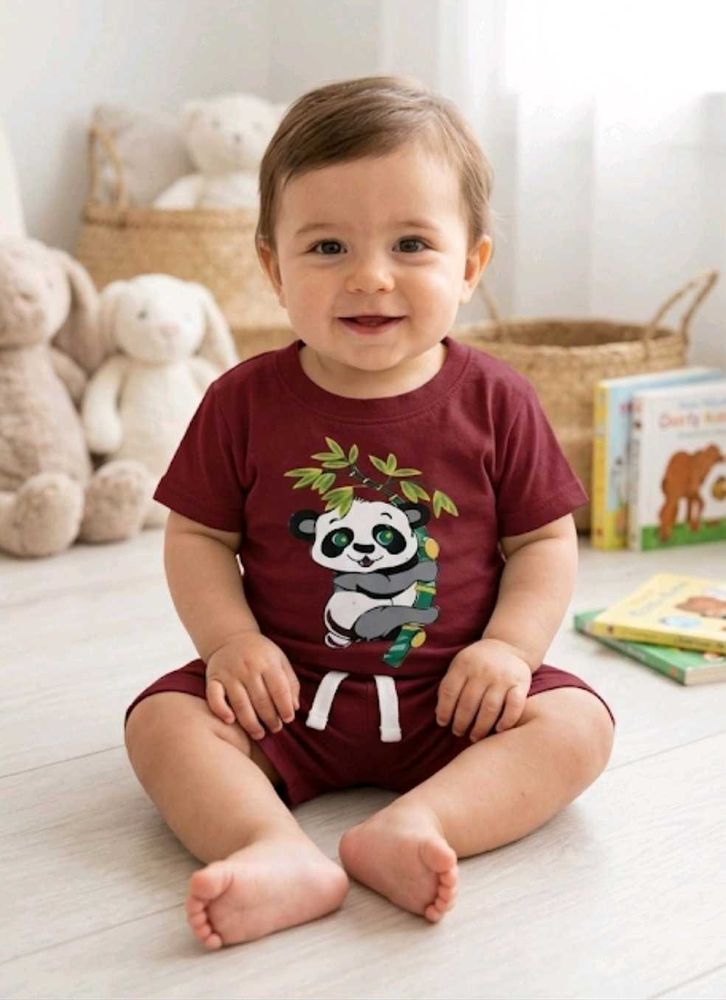 Cute Panda T-shirt &amp; Shorts Set