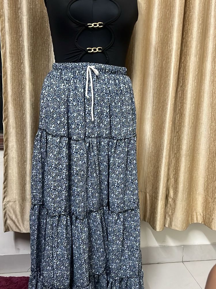 Tiered Floral Maxi Skirt