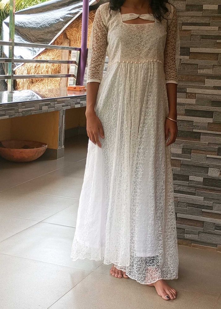 Elegant White Lace Maxi Dress