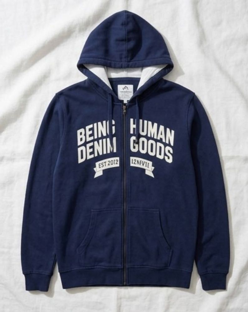 Unisex Navy Blue Zip-Up Hoodie