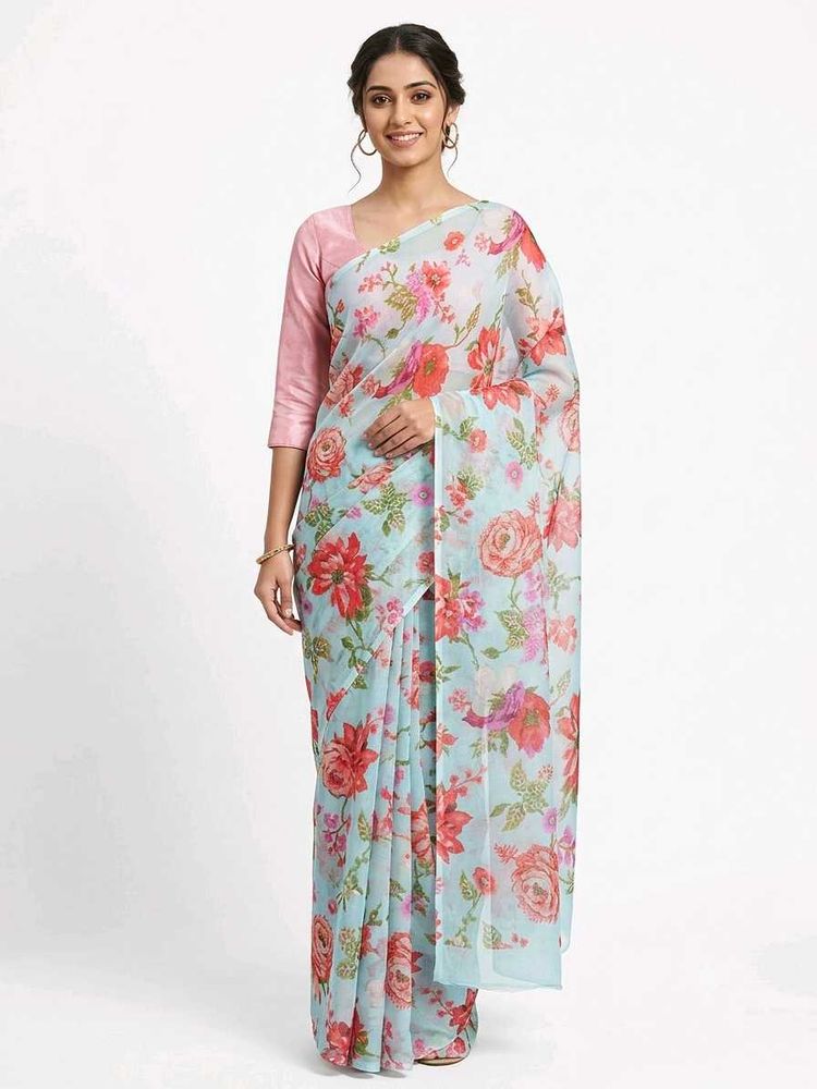 Beautiful Floral Print Saree