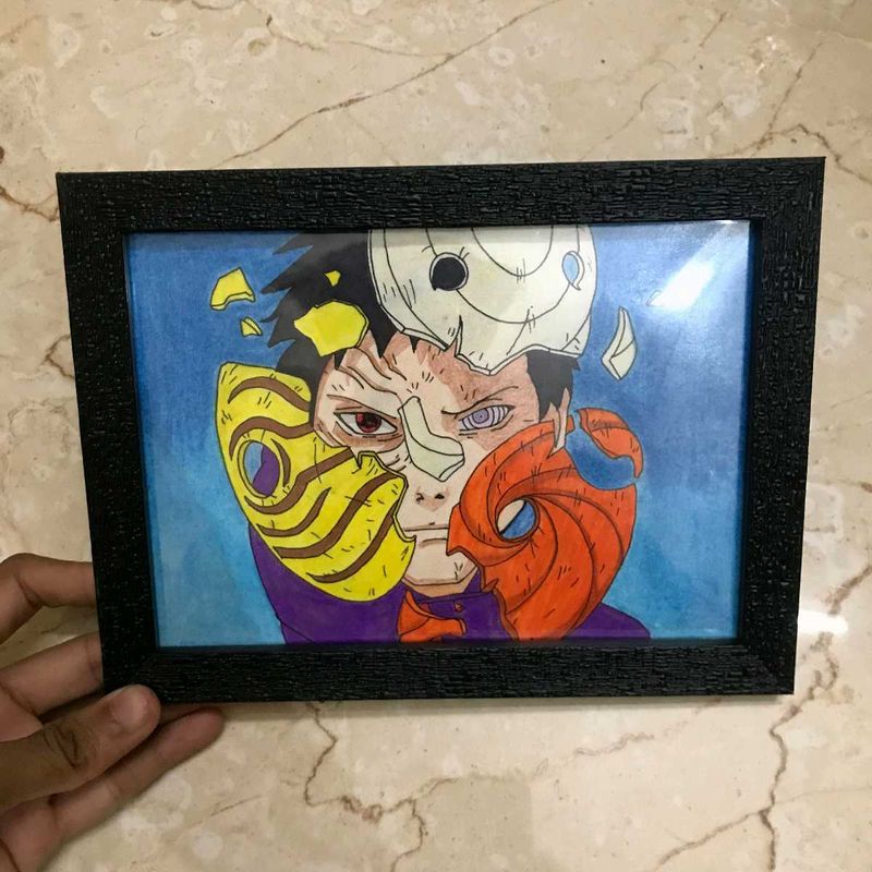 Framed Obito Uchiha Handmade Art