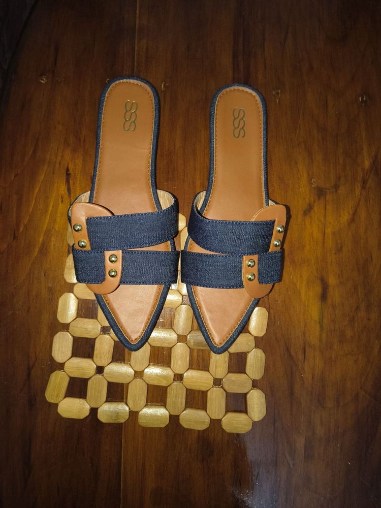 Denim Pointed Toe Flats