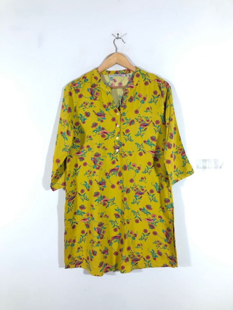 Lime Green Printed Short Kurta(Women’s)