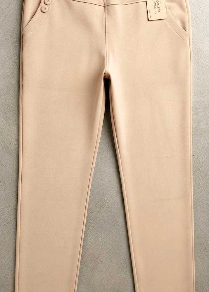 Women's Beige Slim Fit Trousers