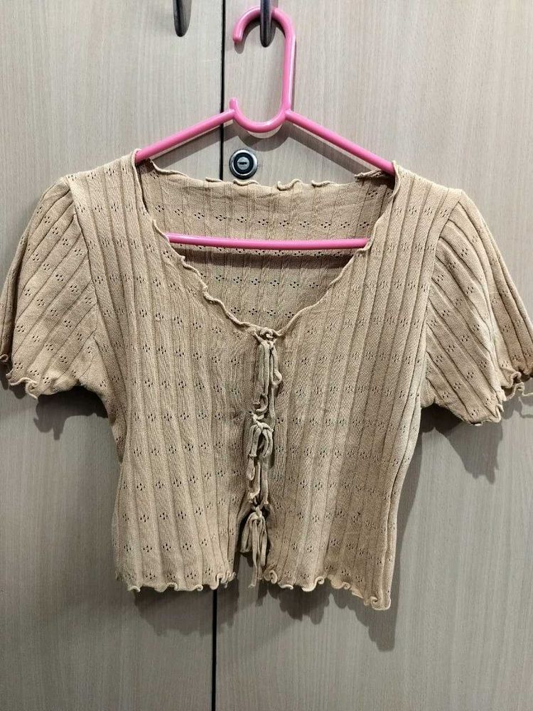 Chic Knit Button-Up Cropped Top