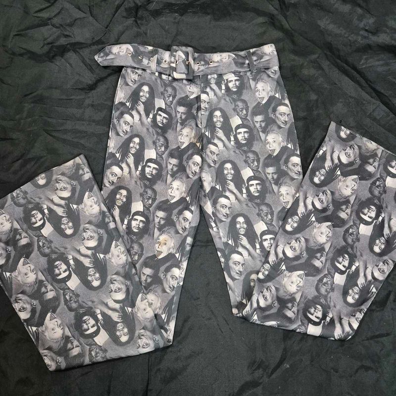 low waist y2k Print Flare Pants bootcut