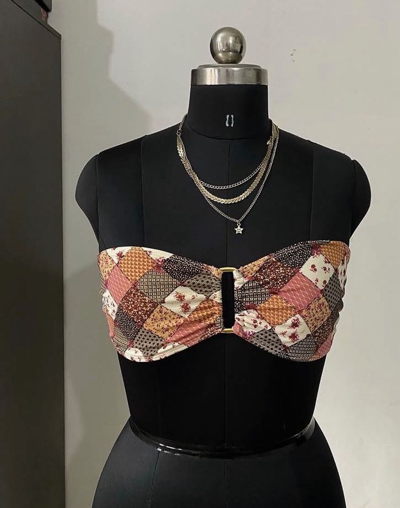 Patchwork Print Bandeau Top