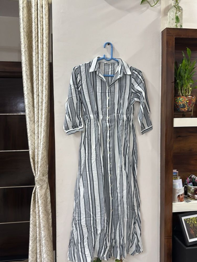 Striped Button-Down Maxi Dress