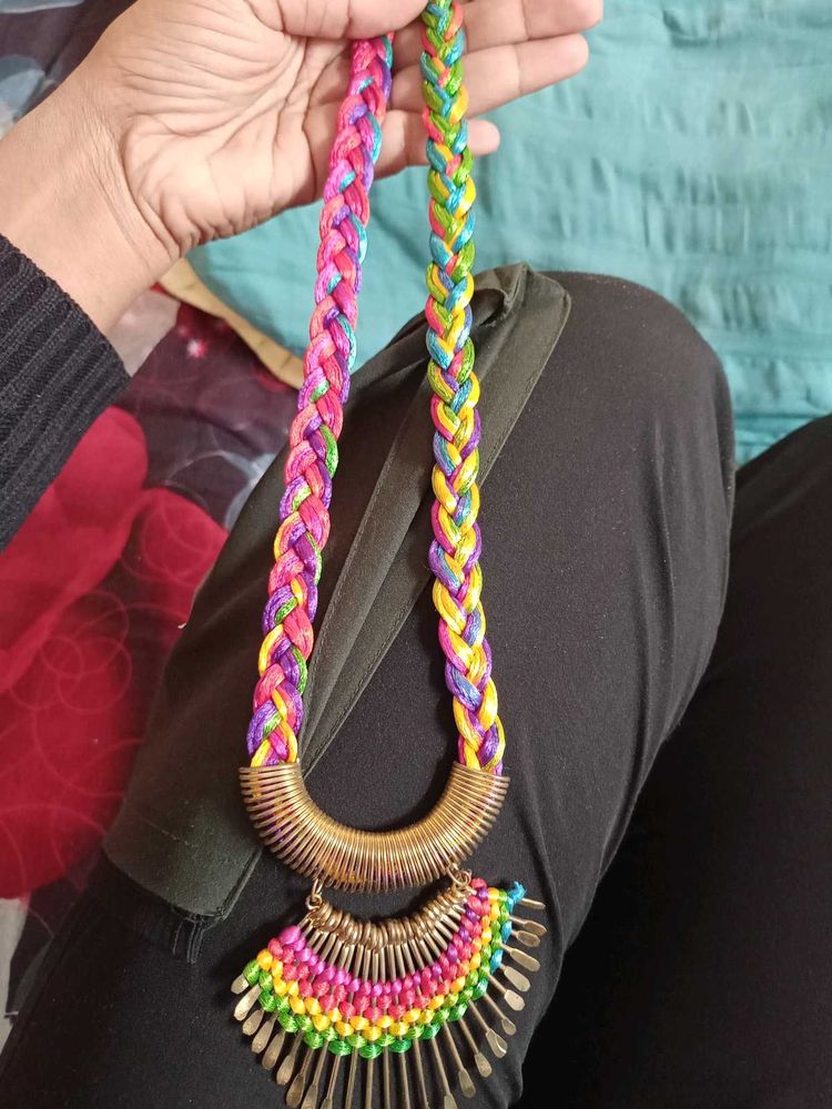 Colorful Braided Statement Necklace
