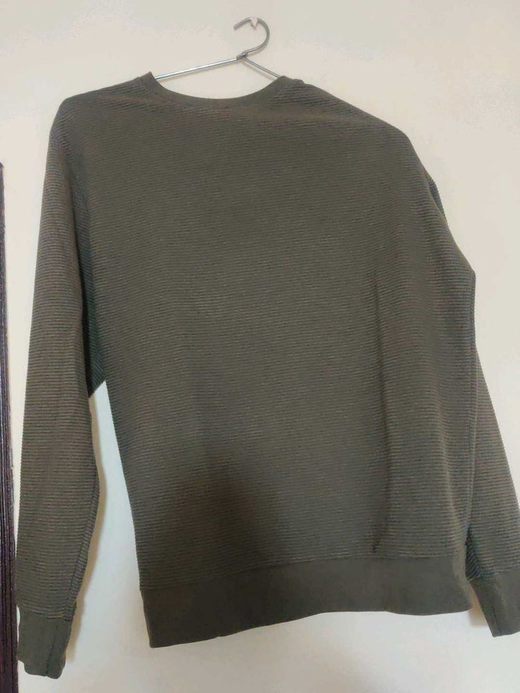 Men's Textured Olive Green Sweatshirt