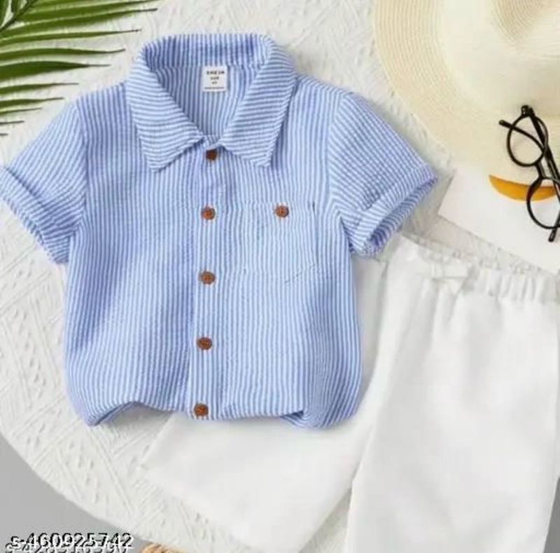 4-5 yrs blue striped shirt &amp; shorts