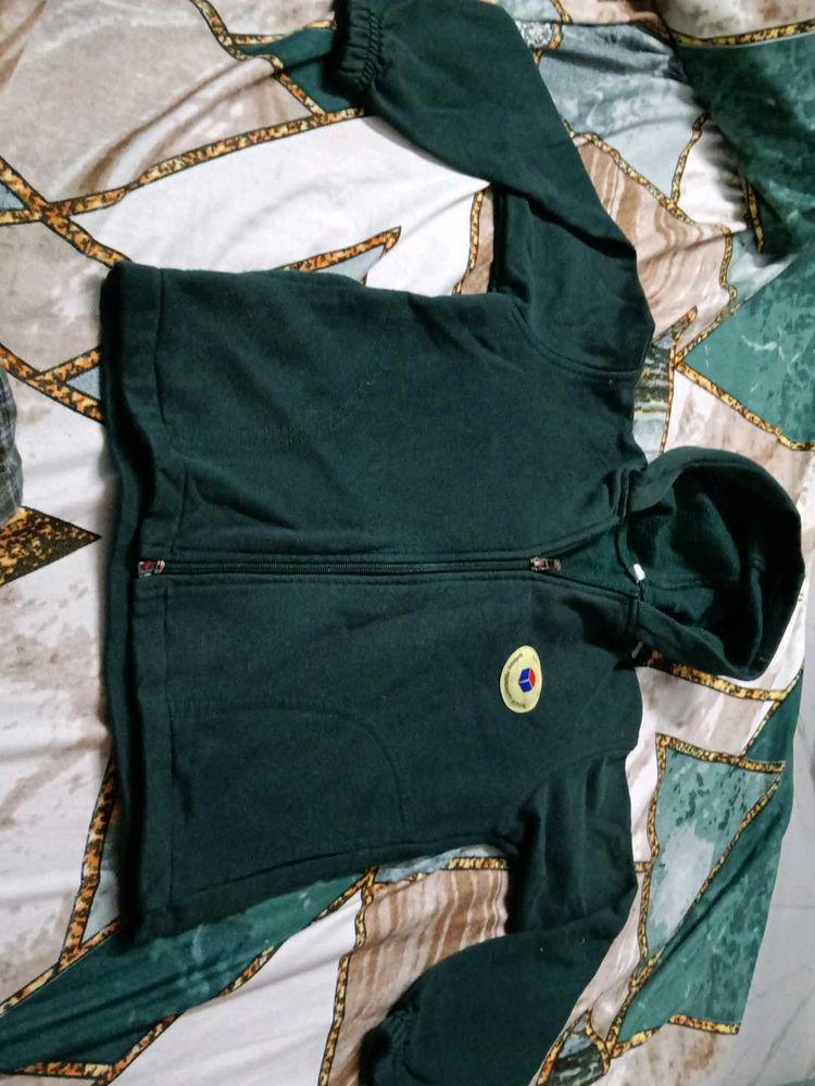 kids Green Zip-Up Hoodie