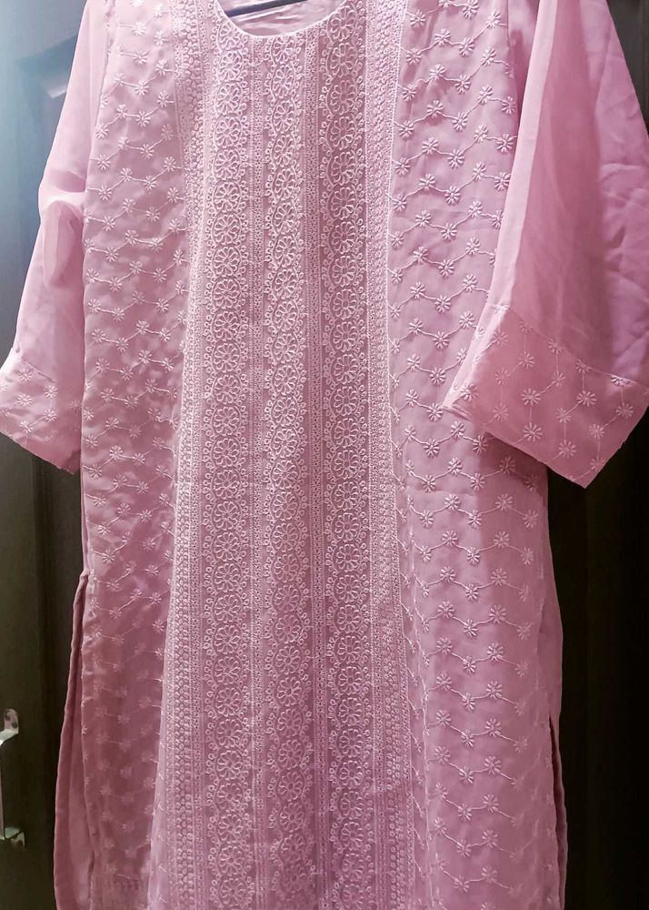 Pink Embroidered Kurta