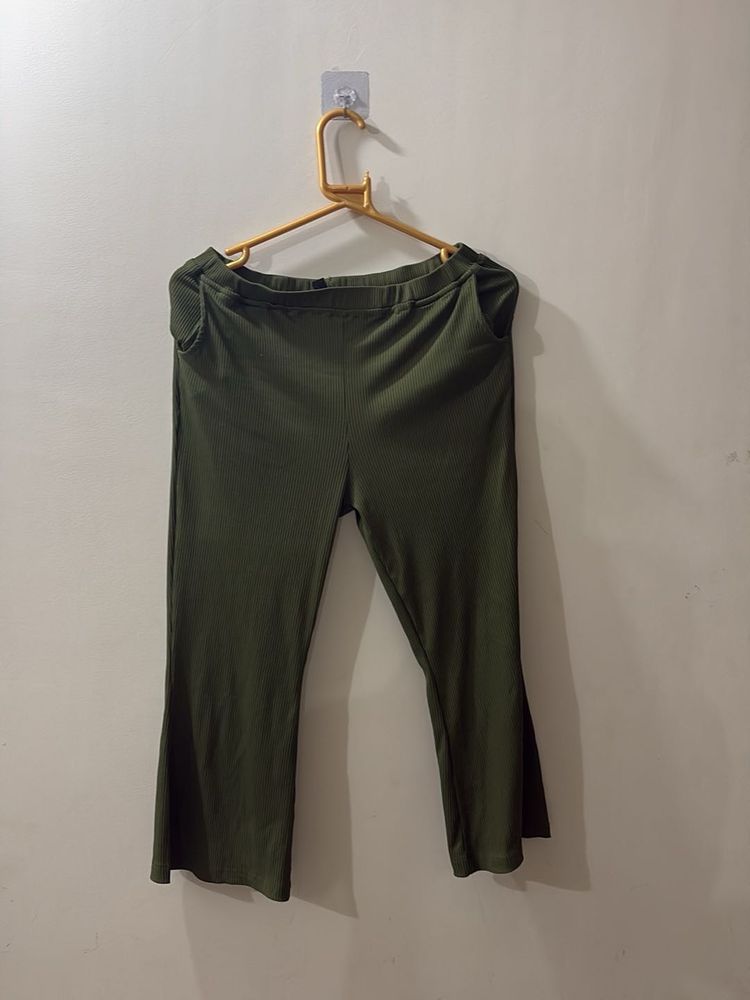 Olive Green Flare capri