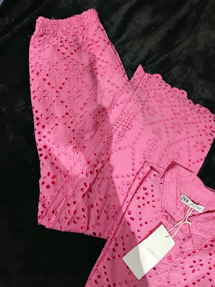 Chic Pink Eyelet Co-ord Set
