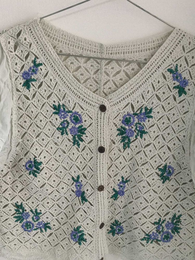 Vintage Floral Crochet Top