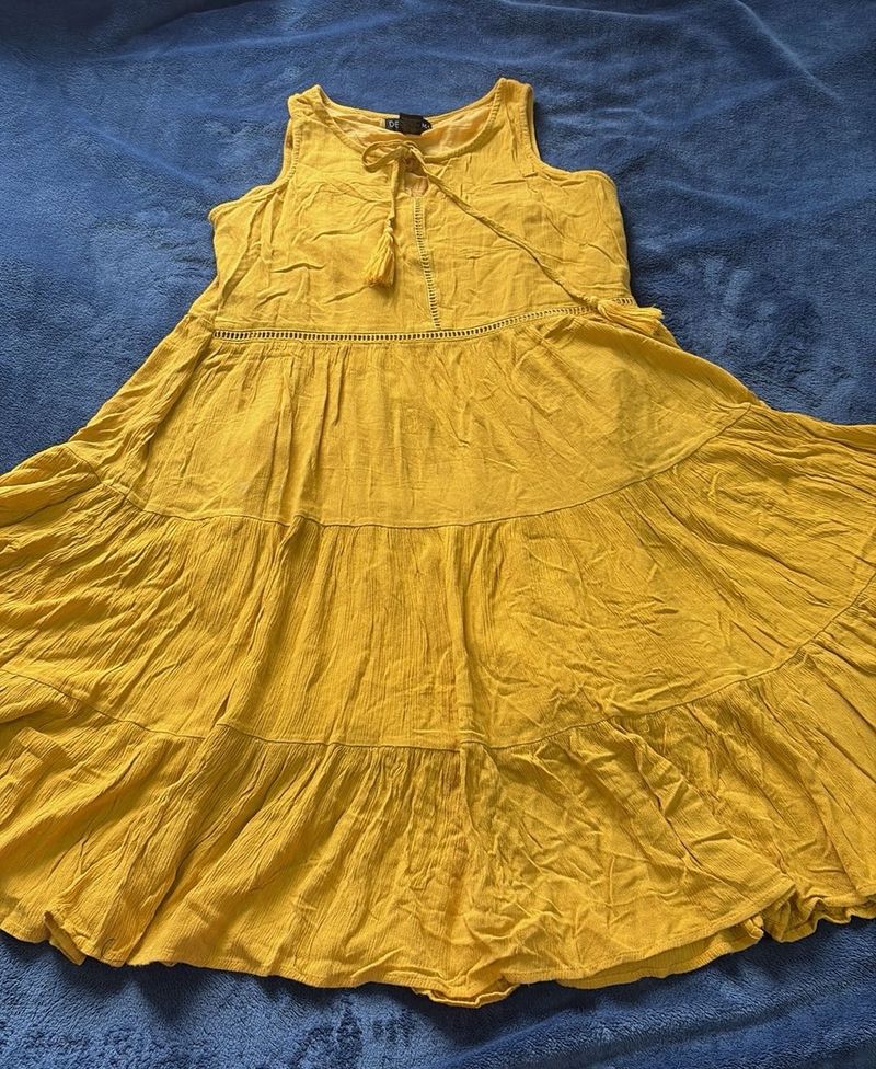 Yellow Tiered Sleeveless Dress