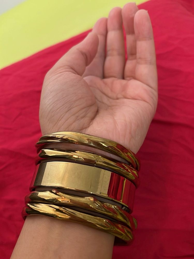 GLASS Gold Bangles SET OF 5