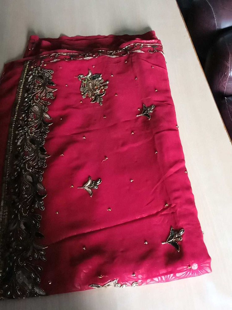 Beautiful  mahroon Embellished Saree