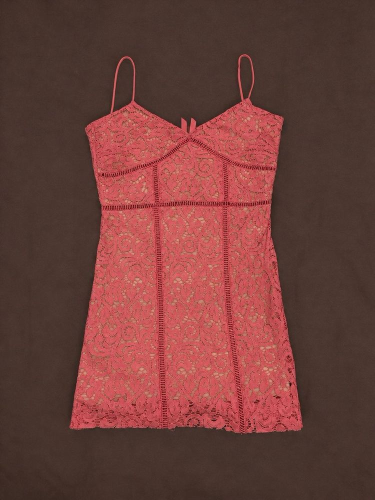 Mango Coral Lace Mini Dress