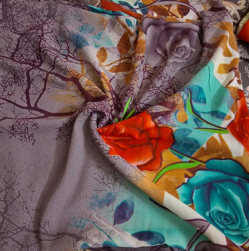Vibrant Floral Print dress material