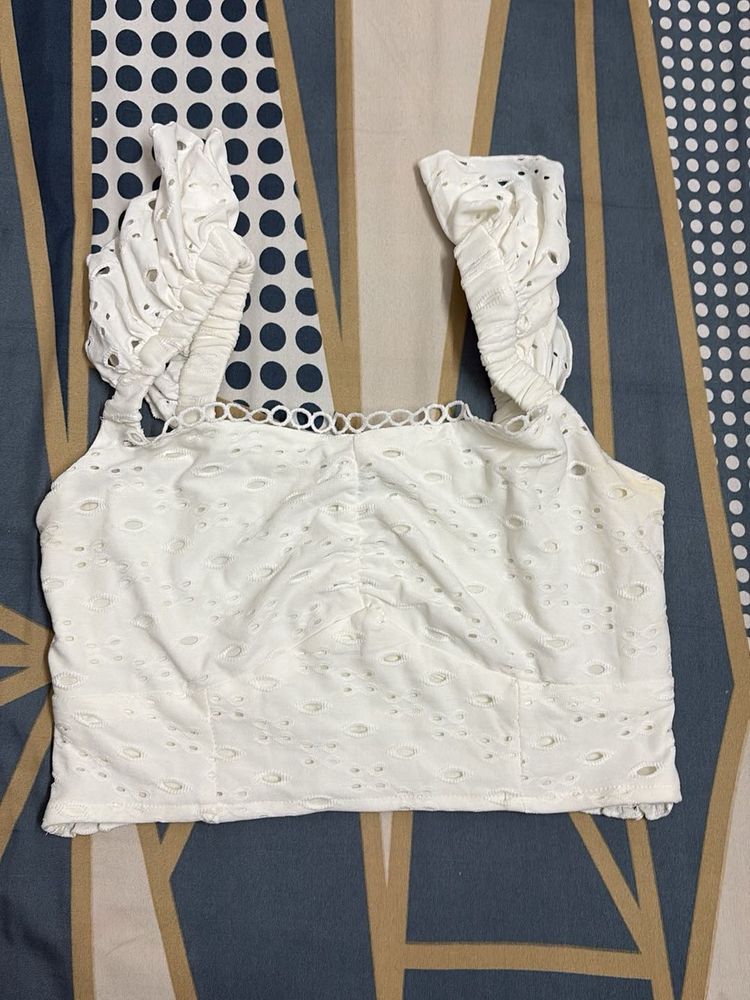 White Eyelet Crop Top