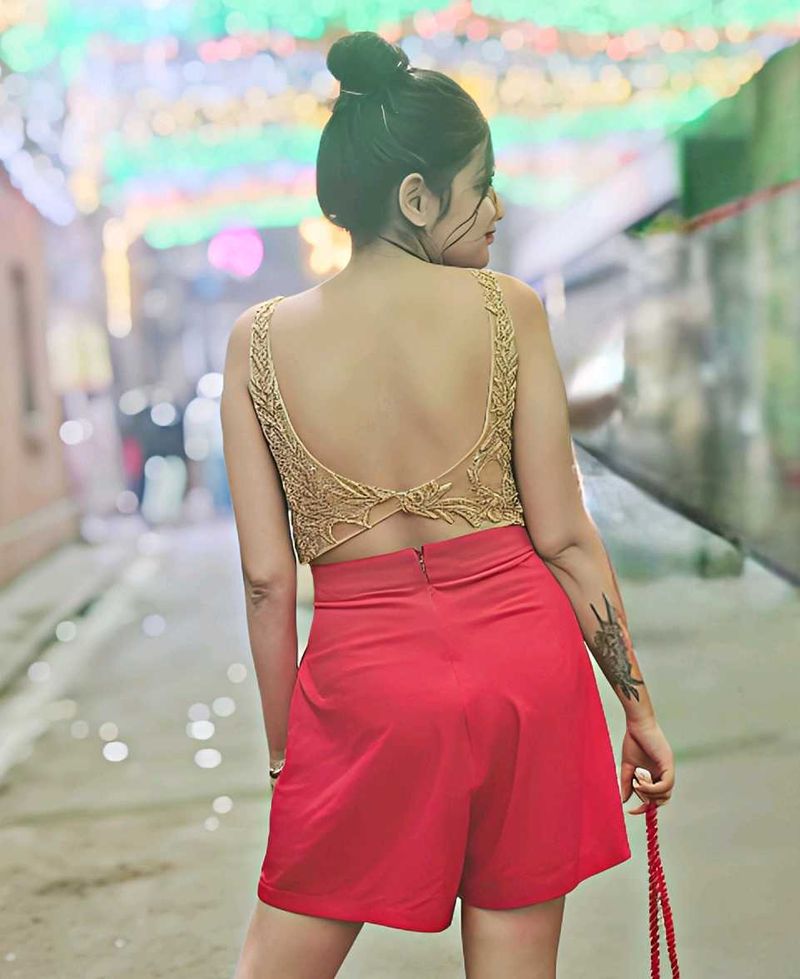Embellished Deep Back Dress