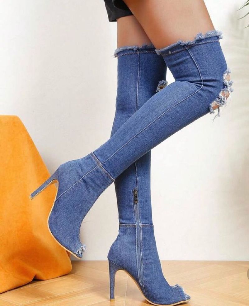 Denim Thigh-High Boots 36 size  eur -36