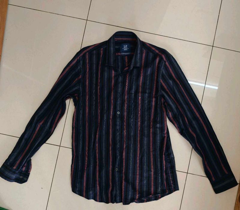 LOUIS PHILLIPE Men's Striped Button-Up Shirt