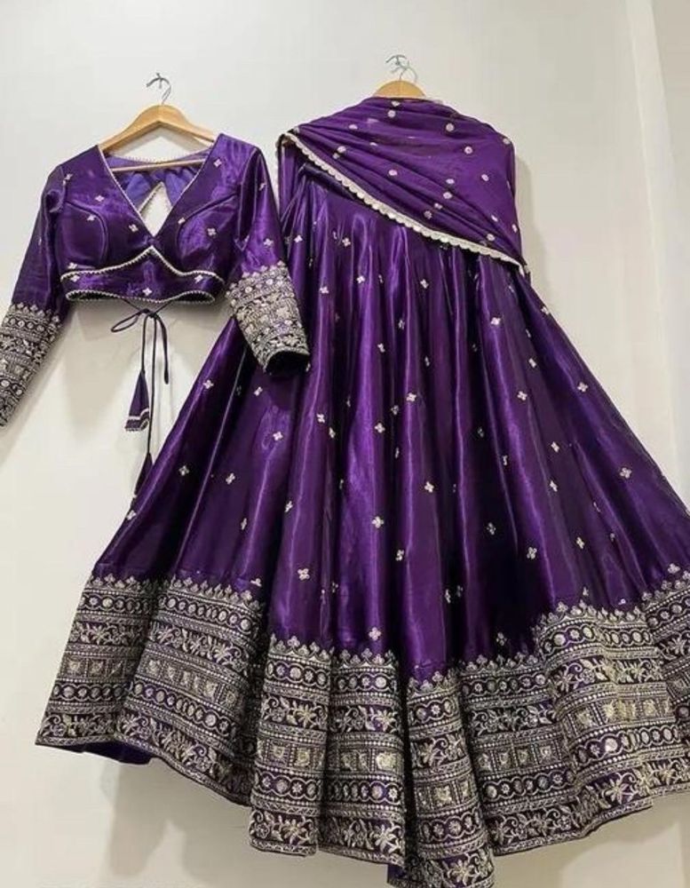 Stunning Purple Embroidered Lehenga Choli